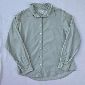 Vintage Van Heusen Seafoam Green Corduroy Button-up Blouse Light Shacket Size L